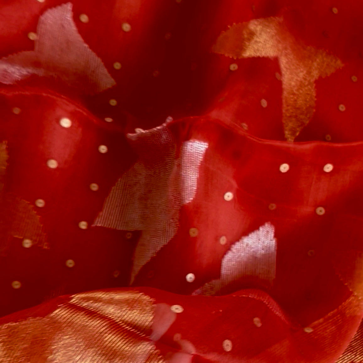 Silk Linen Red Saree