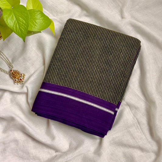 Patteda Anchu Black Violet Saree www.vayatistudio.com.