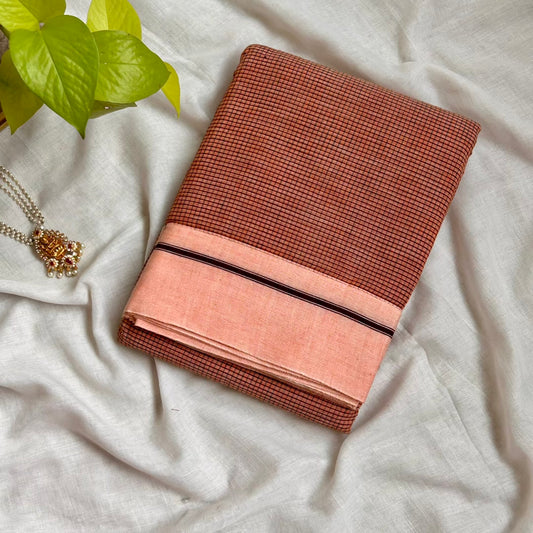 Patteda Anchu Peach Saree www.vayatistudio.com.