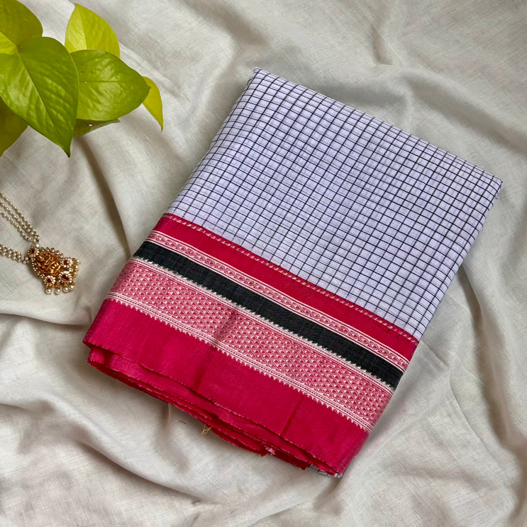 Ilkal White Pink Saree