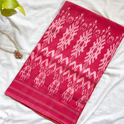 Ikkat PinkRed Handloom Saree www.vayatistudio.com.