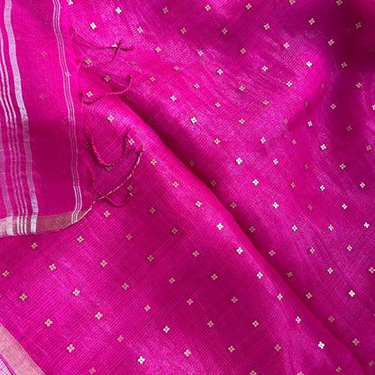 Pink Muslin Silk Saree with Silk Mark www.vayatistudio.com.