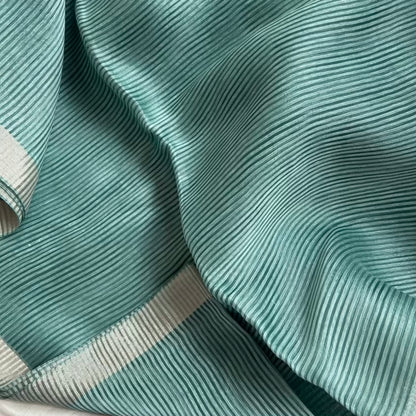 Silk Linen Blue Striped Saree