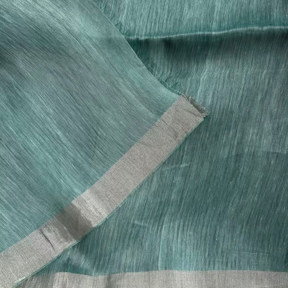 Silk Linen Blue Striped Saree