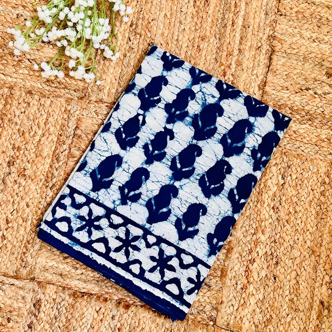 Mulmul Handprinted Half.W Saree