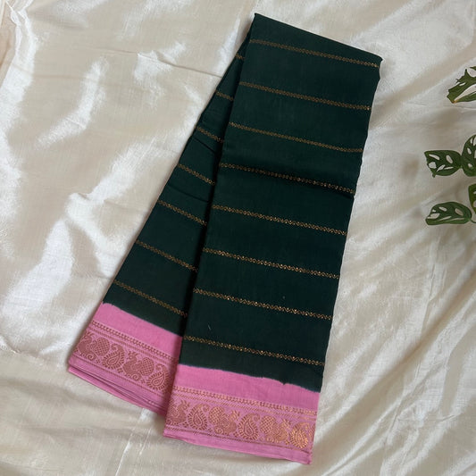 Sungudi Veldari Cotton Green Saree