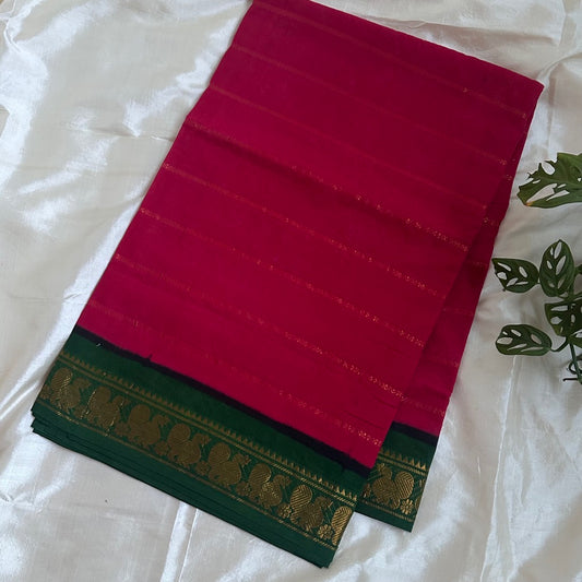 Sungudi Veldari Cotton Red Saree