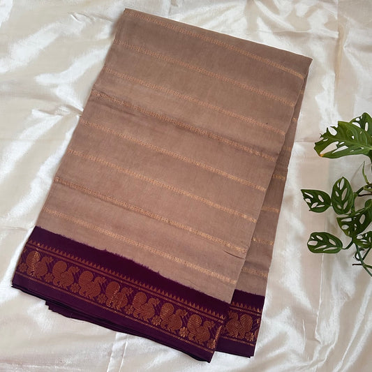 Sungudi Veldari Cotton Beige Saree
