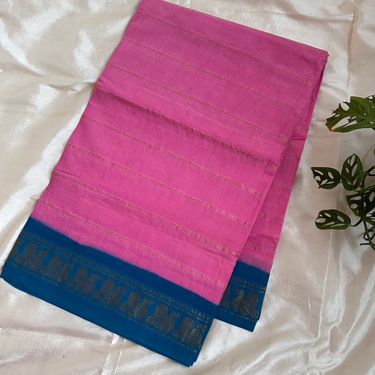 Sungudi Veldari Cotton Pink Saree