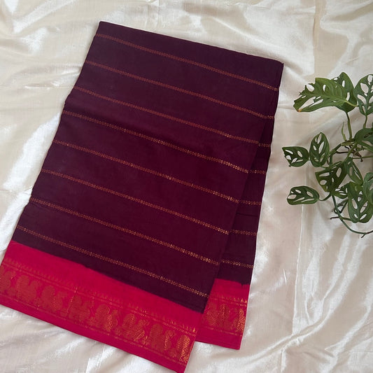 Sungudi Veldari Cotton Maroon Saree