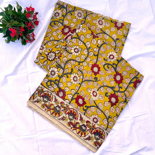 Cotton GreenY Kalamkari Saree - KCSKH03