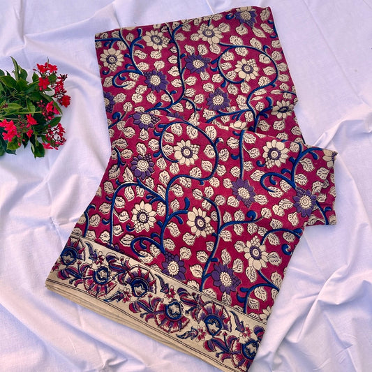 Cotton Pink Kalamkari Saree - KCSKH04