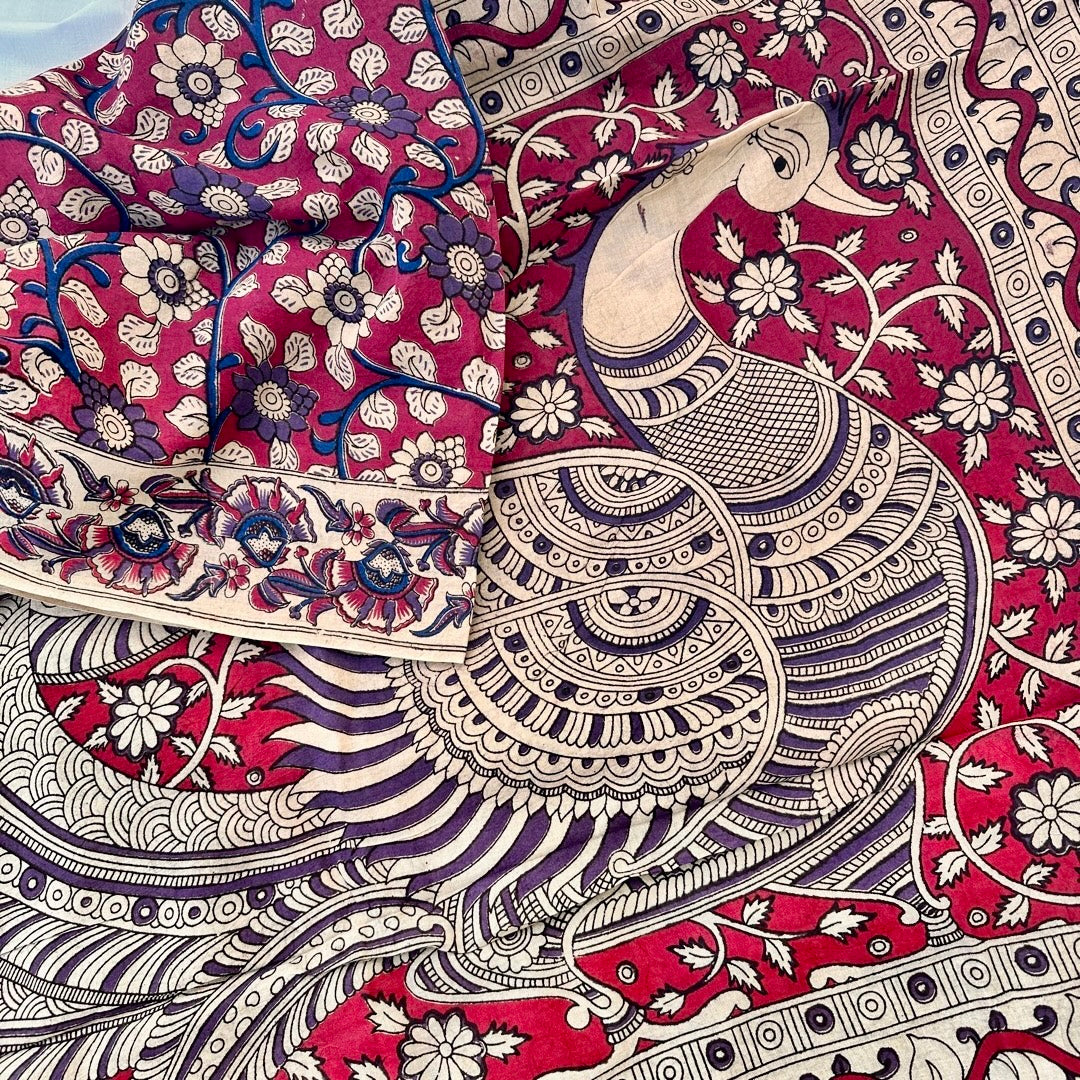 Cotton Pink Kalamkari Saree - KCSKH04