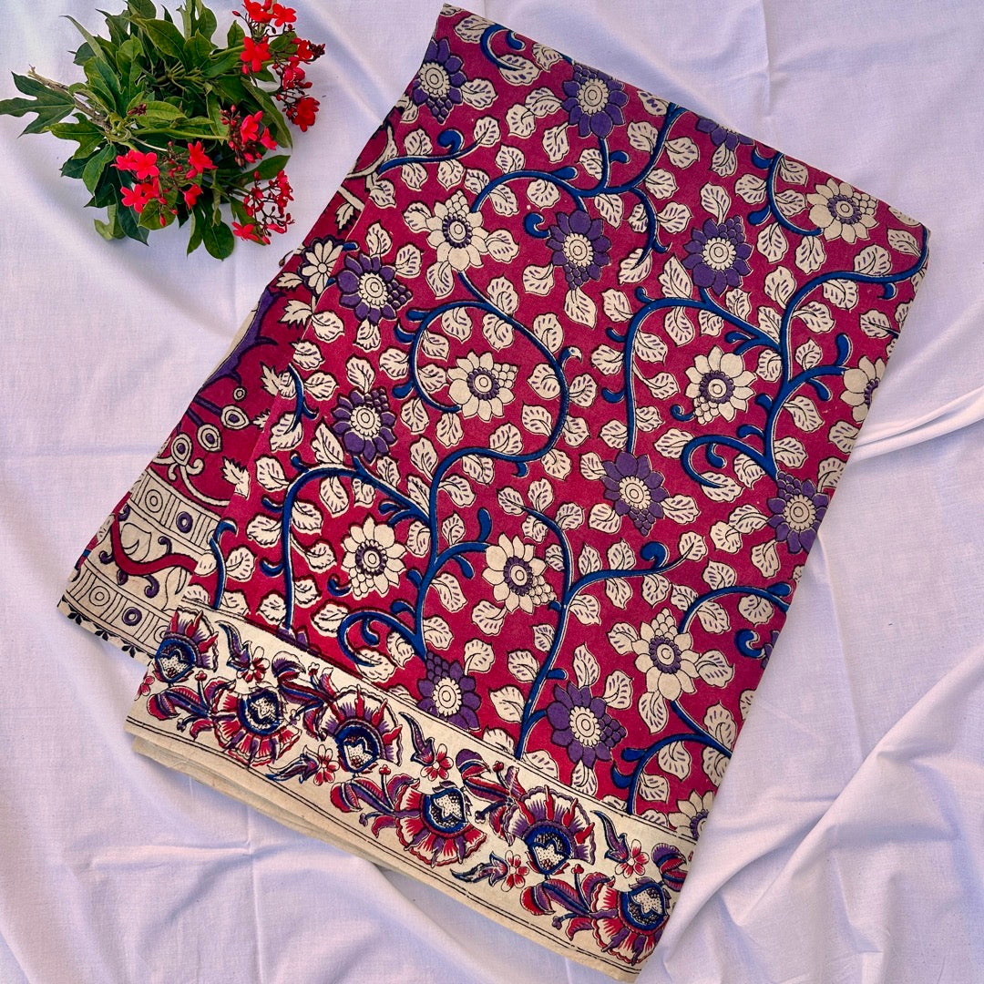 Cotton Pink Kalamkari Saree - KCSKH04