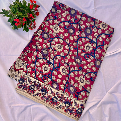 Cotton Pink Kalamkari Saree - KCSKH04