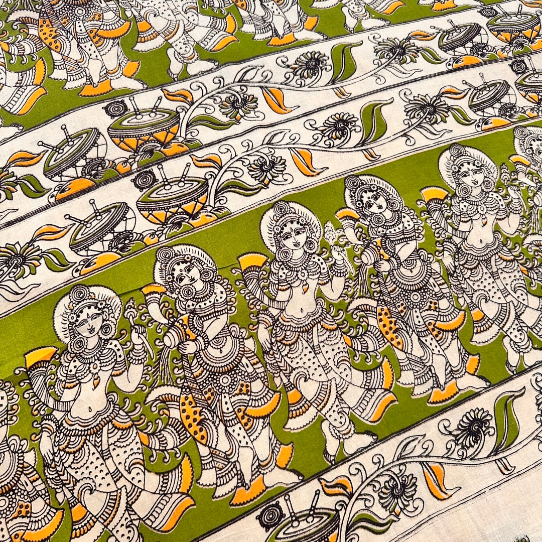 Cotton Halfwhite Kalamkari Saree - KCSKH09
