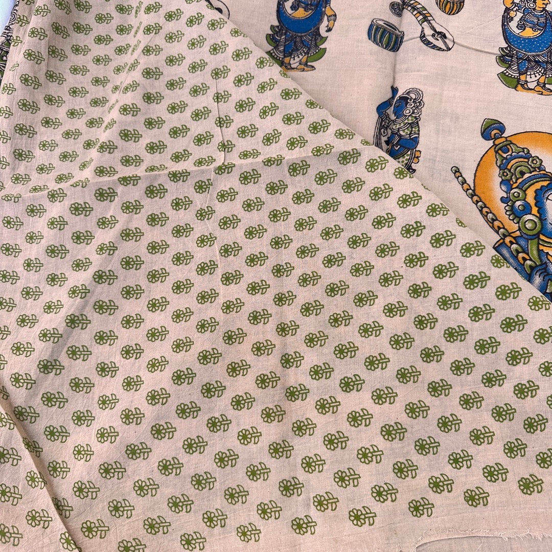 Cotton Halfwhite Kalamkari Saree - KCSKH09