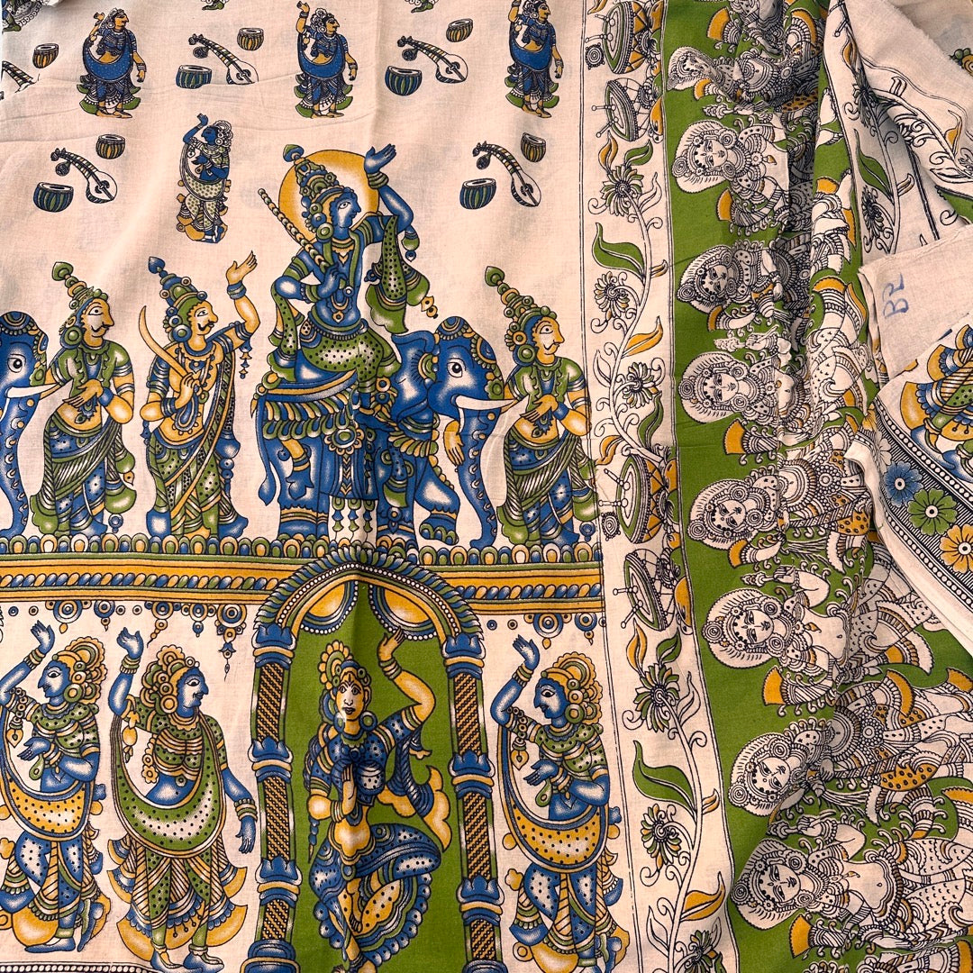 Cotton Halfwhite Kalamkari Saree - KCSKH09