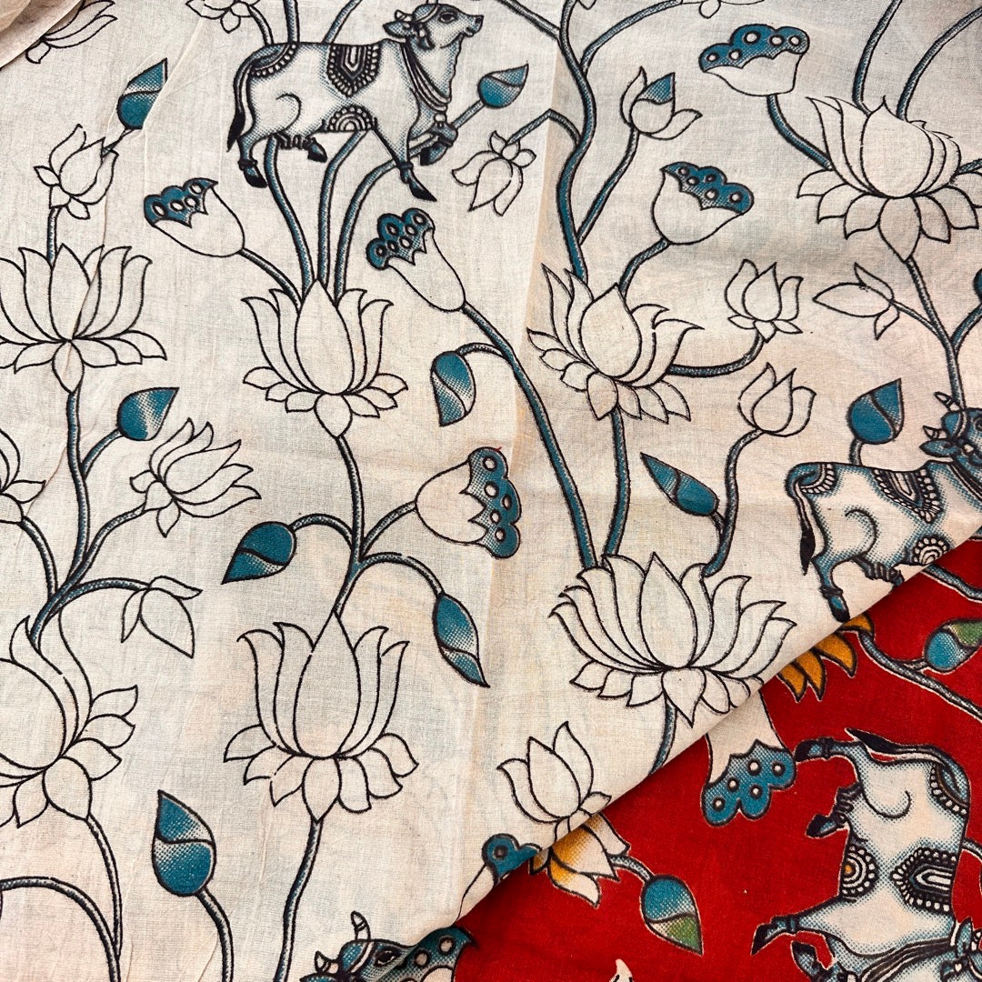 Cotton Red Kalamkari Saree - KCSKH11