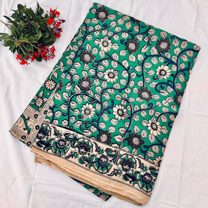 Cotton Green Kalamkari Saree - KCSKH14