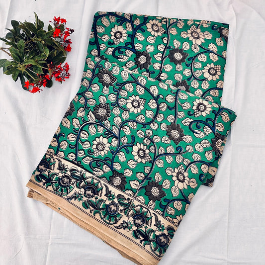 Cotton Green Kalamkari Saree - KCSKH14