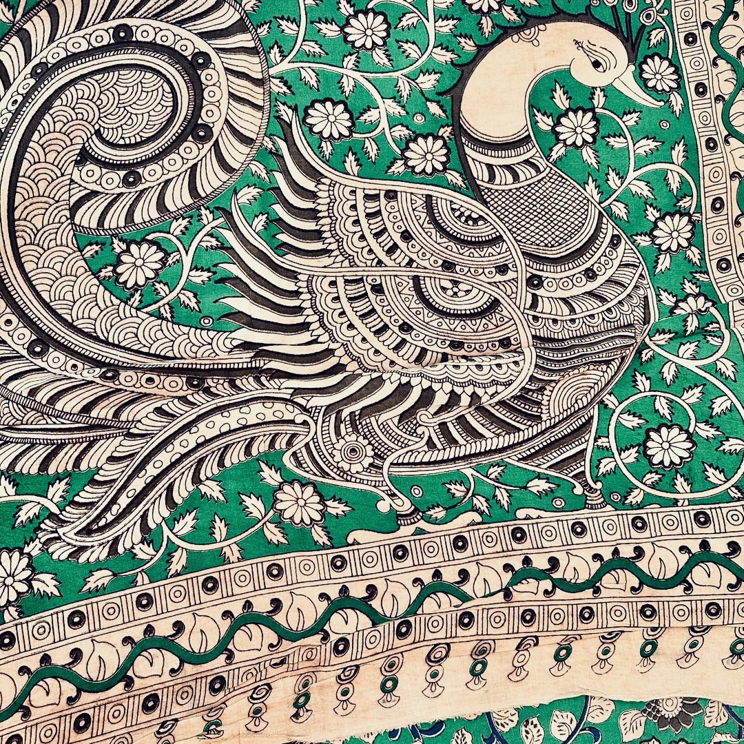 Cotton Green Kalamkari Saree - KCSKH14