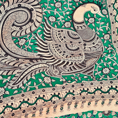 Cotton Green Kalamkari Saree - KCSKH14