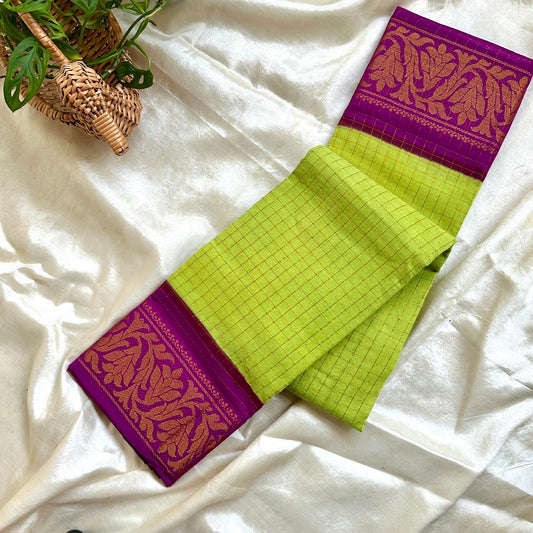 Sungudi Cotton Green Saree