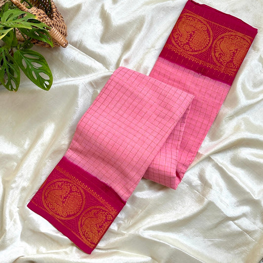 Sungudi Cotton Pink Saree