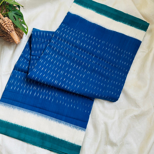 Ikkat BlueGreen Handloom Saree