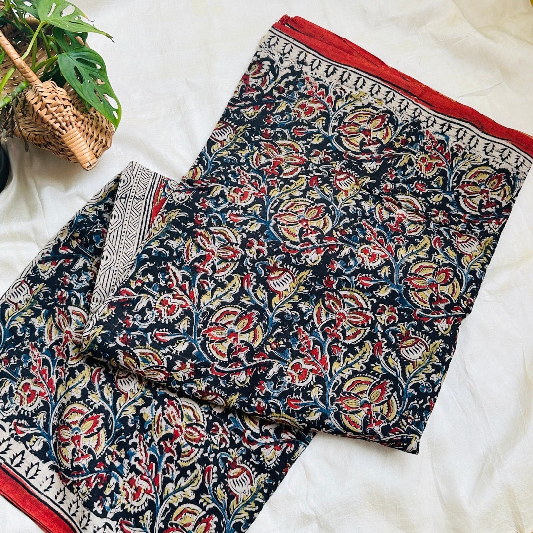 Cotton Black Kalamkari Saree - KCJKP01