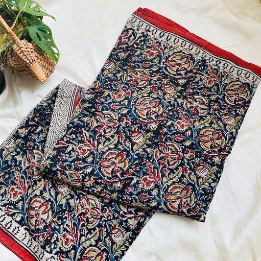 Cotton Black Kalamkari Saree - KCJKP01