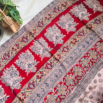 Cotton Red Kalamkari Saree - KCJKP03