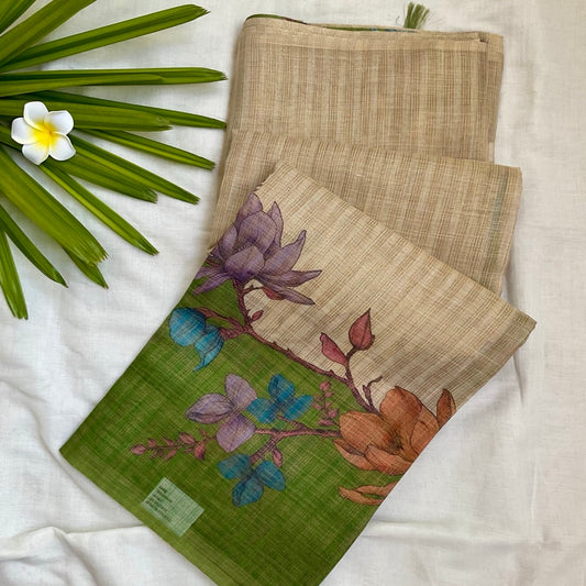 Semi Linen W.Green Saree