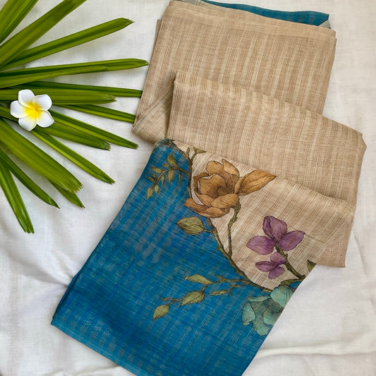 Semi Linen W.Blue Saree
