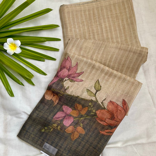 Semi Linen W.Black Saree