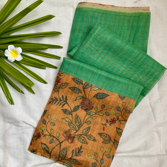 Semi Linen Orange Saree