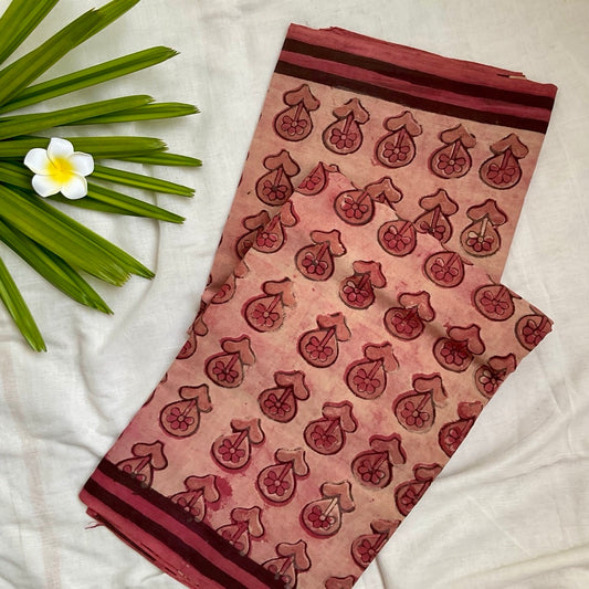 Mulmul Cotton Peach Saree