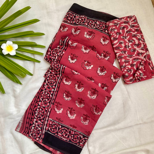 Mulmul Cotton R.Pink Saree
