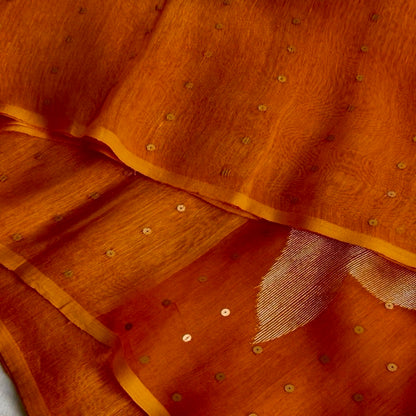 Silk Linen Orange Saree