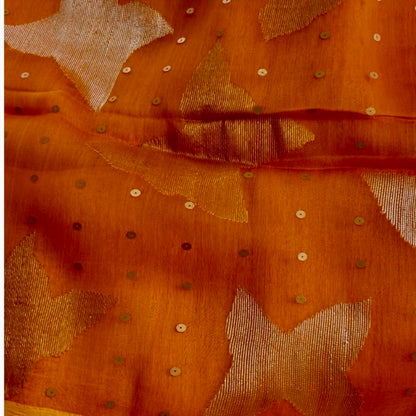 Silk Linen Orange Saree