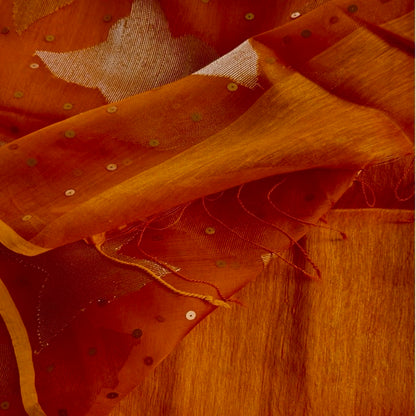 Silk Linen Orange Saree