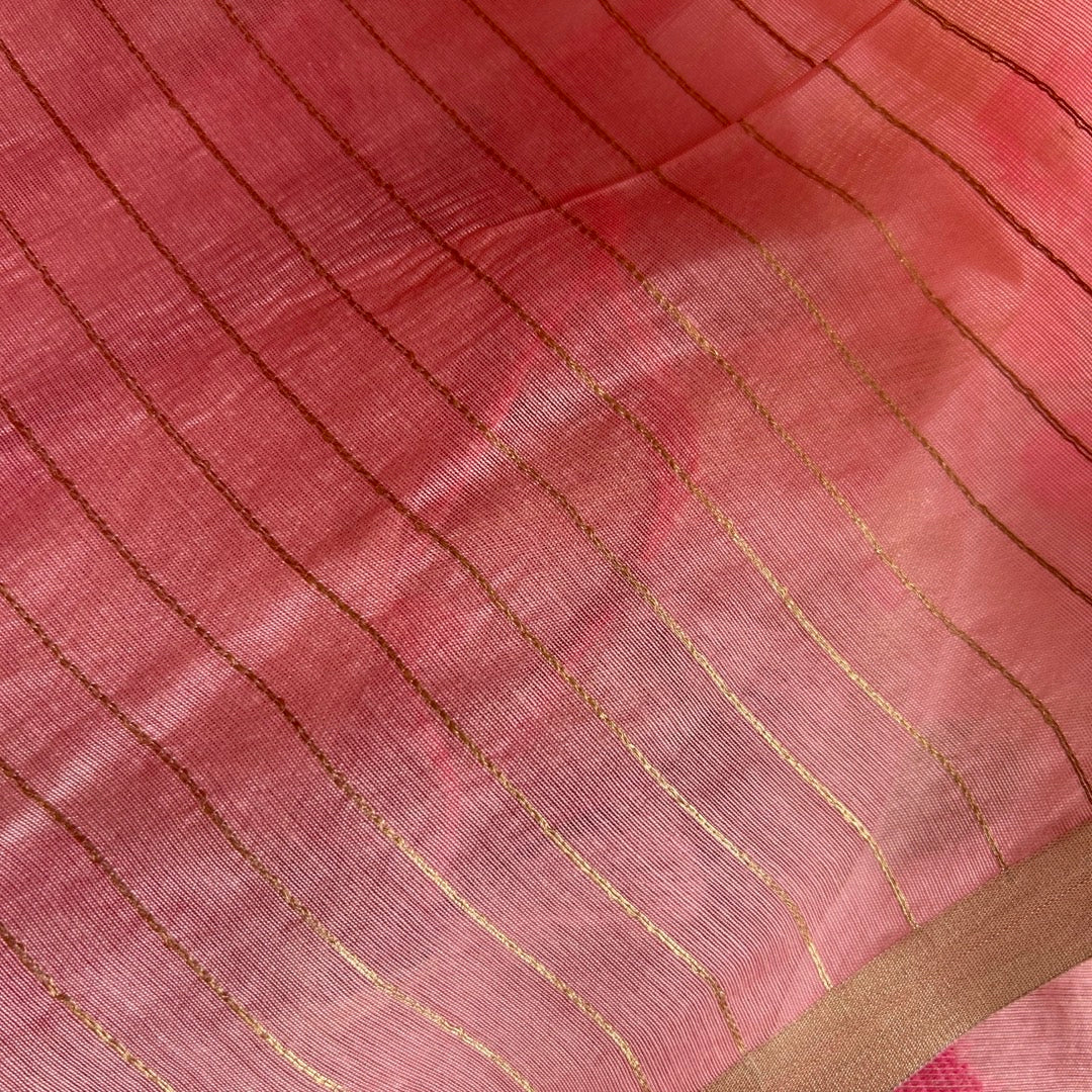 Mild Oink semi linen saree blouse striped Close-up