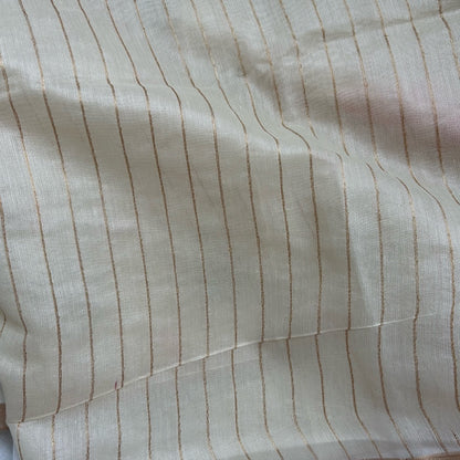 Close-up of striped blouse with thin antique stripes on a half white