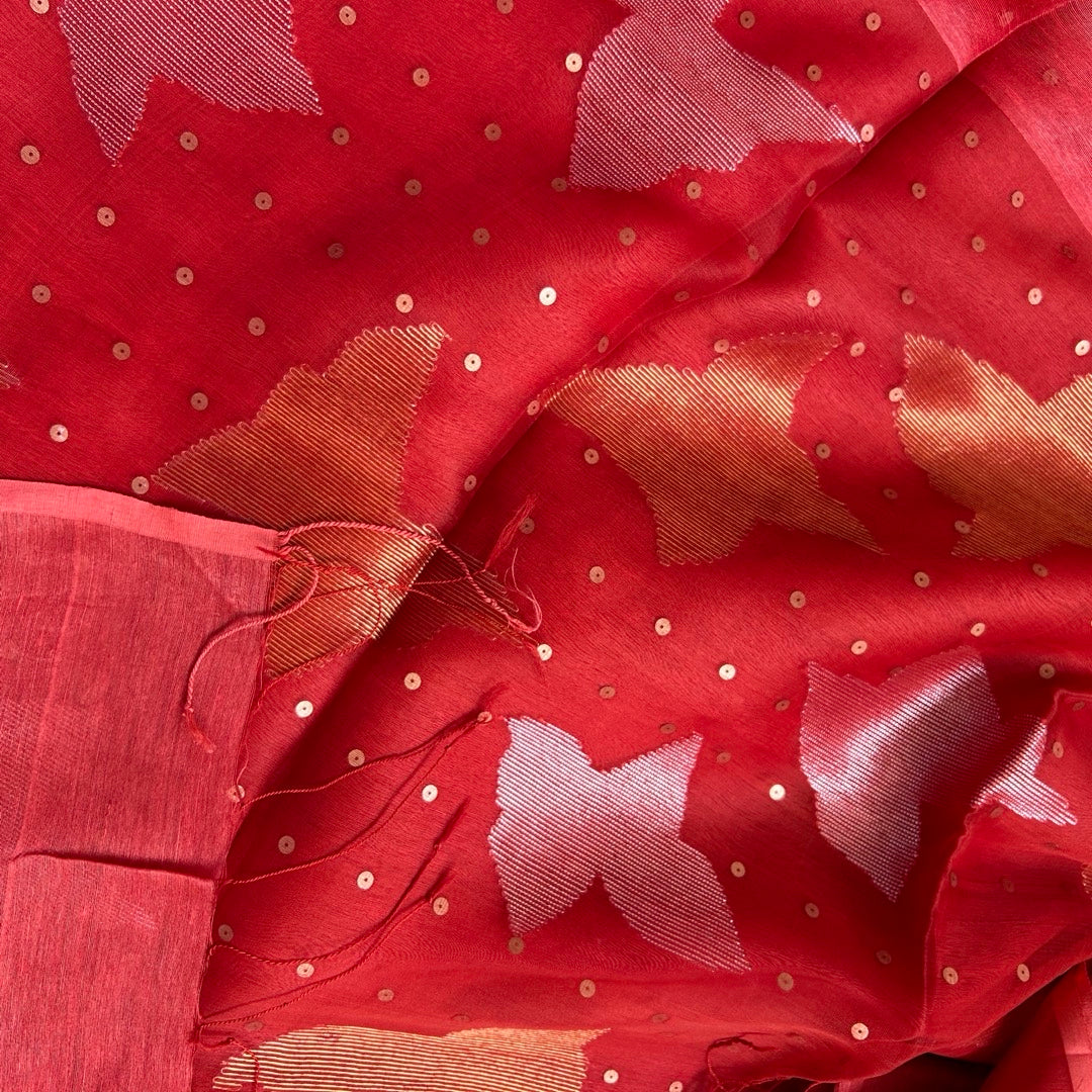 Linen_Silk_ Red_MuslinPallu