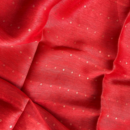 Linen_Silk_ Red_SequenceSaree_closelook
