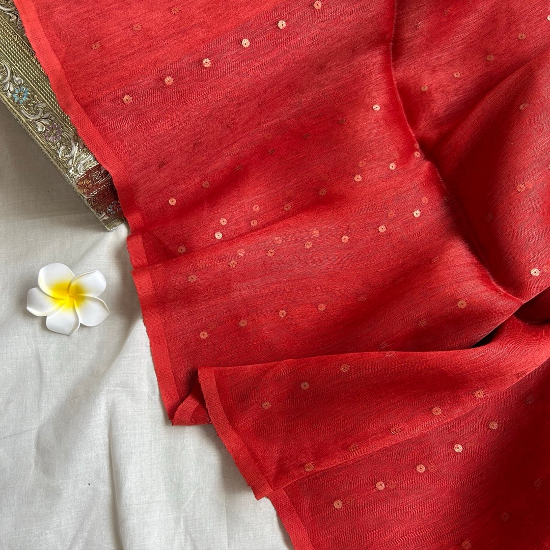 Linen_Silk_ Red_SequenceSaree