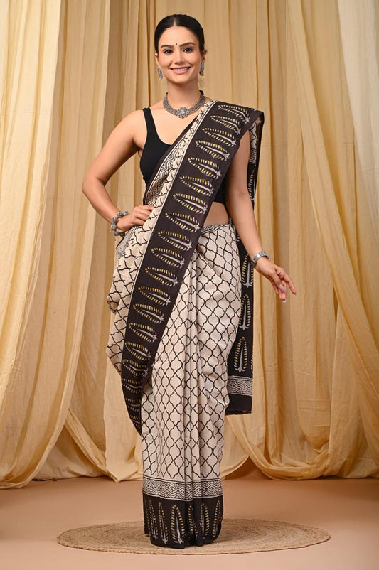 Mulmul Cotton Halfwhite Saree