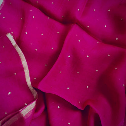 Pink Muslin Silk Saree with Silk Mark www.vayatistudio.com.