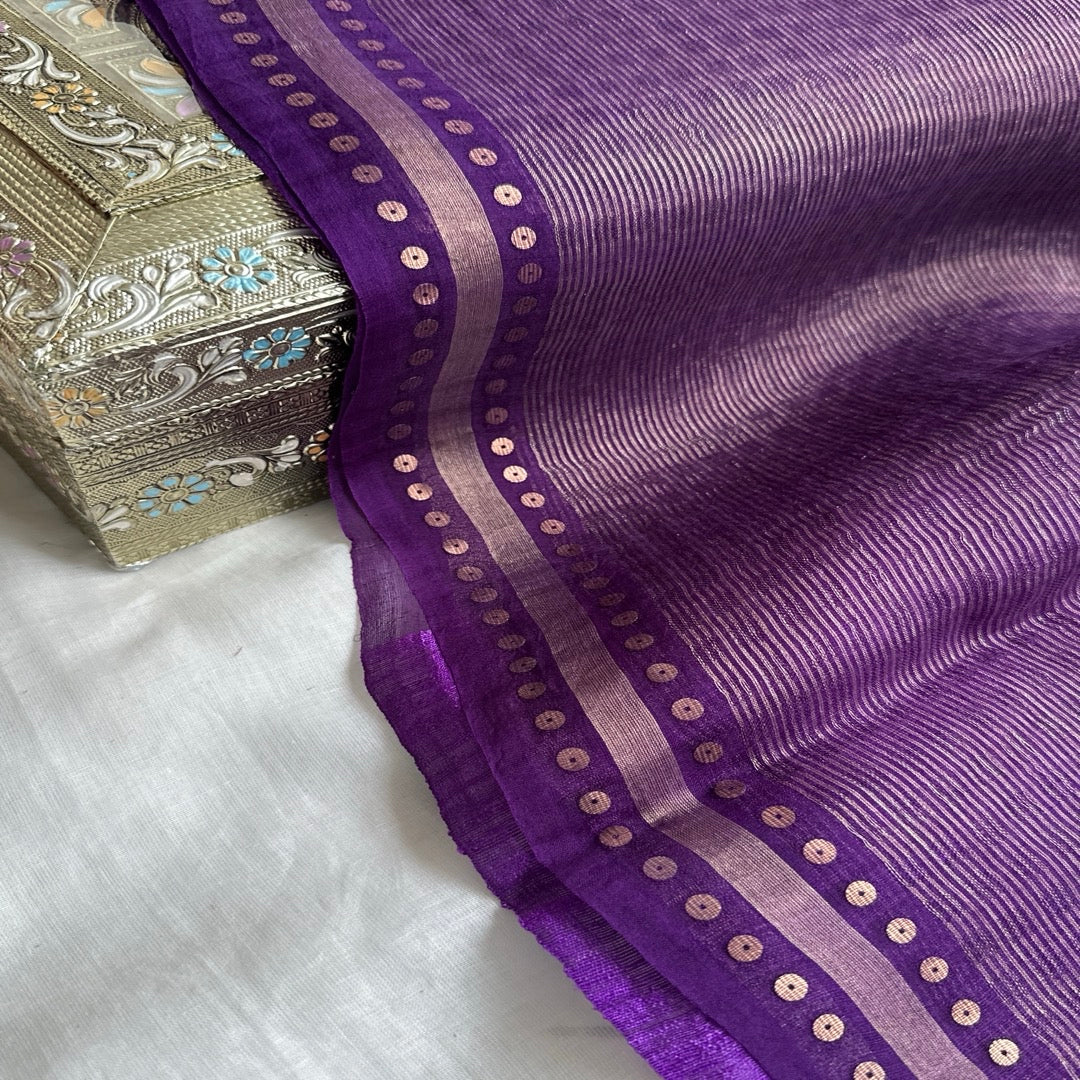 Purple Tissue Muslin Silk Saree www.vayatistudio.com.
